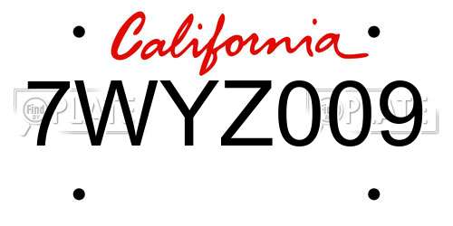 7WYZ009 California License Plate