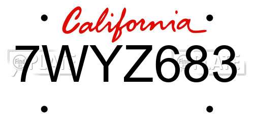 7WYZ683 California License Plate