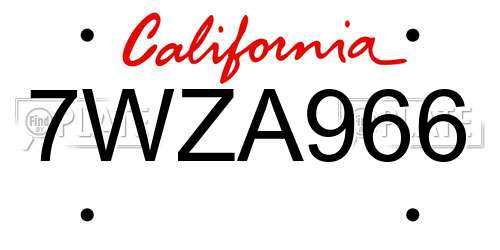 7WZA966 California License Plate