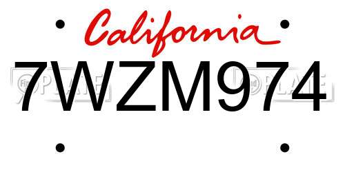 7WZM974 California License Plate