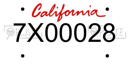 7X00028 California License Plate