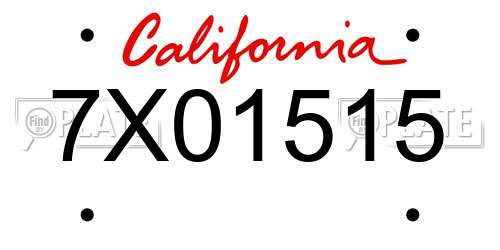 7X01515 California License Plate