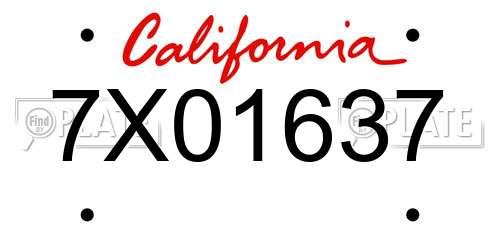 7X01637 California License Plate