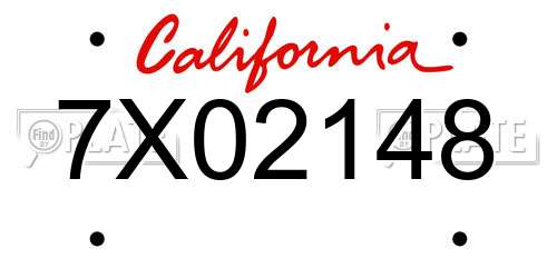 7X02148 California License Plate