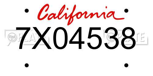 7X04538 California License Plate
