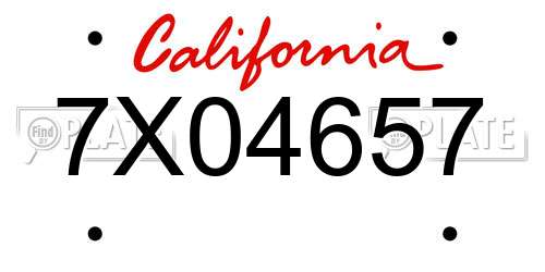7X04657 California License Plate