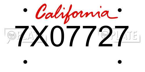7X07727 California License Plate