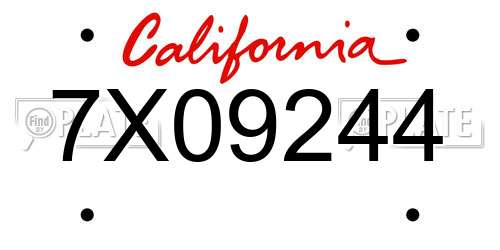 7X09244 California License Plate