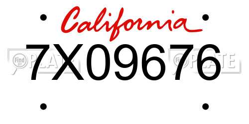 7X09676 California License Plate