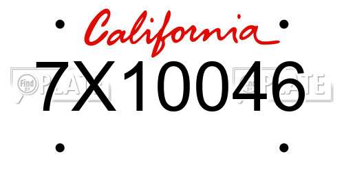 7X10046 California License Plate
