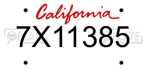 7X11385 California License Plate
