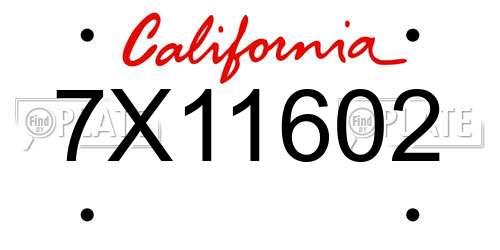 7X11602 California License Plate