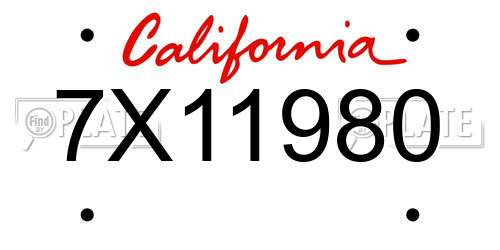 7X11980 California License Plate