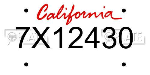 7X12430 California License Plate