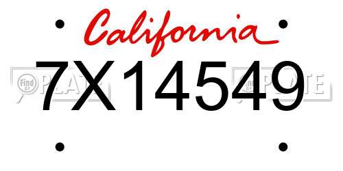 7X14549 California License Plate