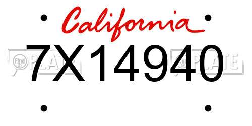 7X14940 California License Plate