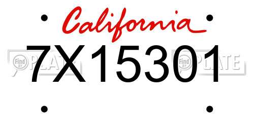 7X15301 California License Plate