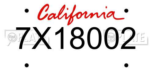 7X18002 California License Plate