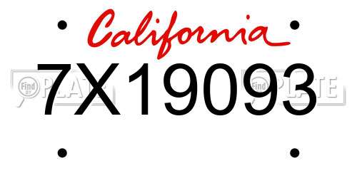 7X19093 California License Plate