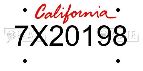 7X20198 California License Plate