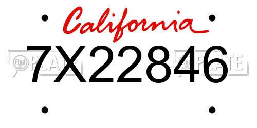 7X22846 California License Plate