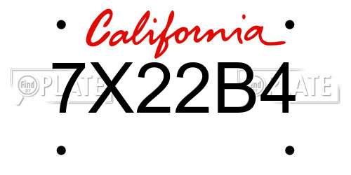 7X22B4 California License Plate