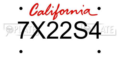 7X22S4 California License Plate
