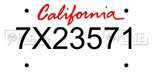 7X23571 California License Plate