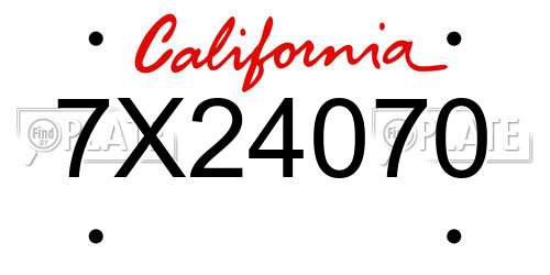 7X24070 California License Plate