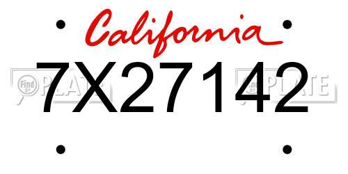 7X27142 California License Plate