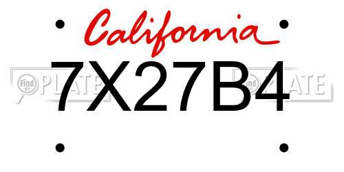 7X27B4 California License Plate