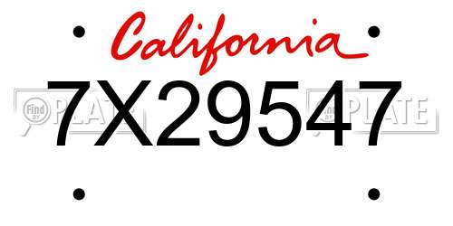 7X29547 California License Plate