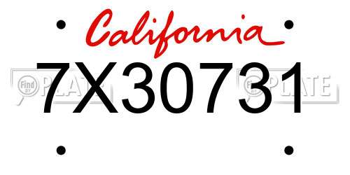 7X30731 California License Plate