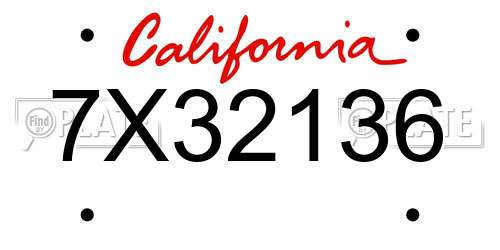 7X32136 California License Plate