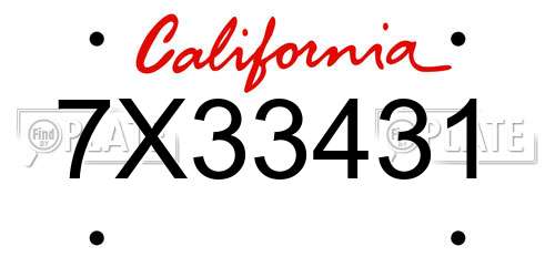 7X33431 California License Plate