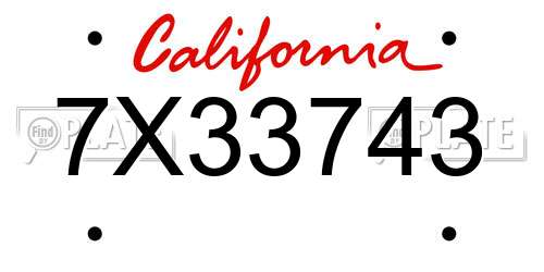 7X33743 California License Plate