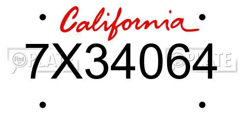 7X34064 California License Plate
