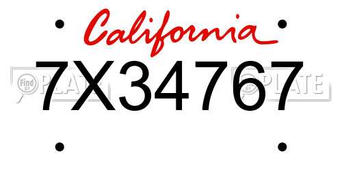 7X34767 California License Plate