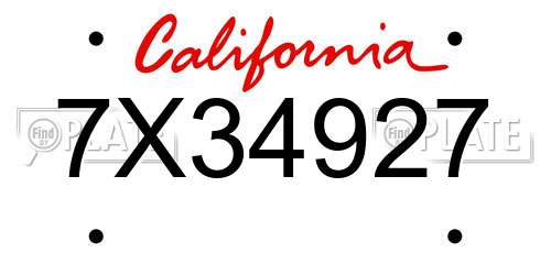 7X34927 California License Plate