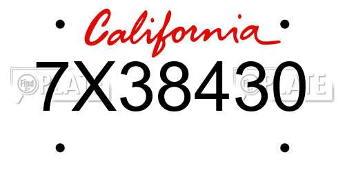 7X38430 California License Plate