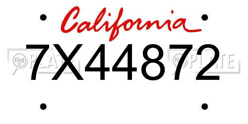 7X44872 California License Plate