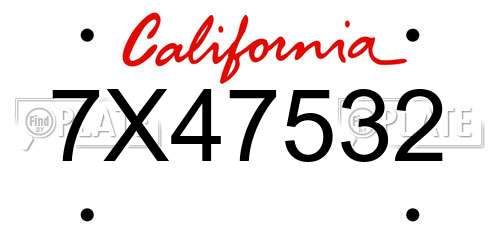 7X47532 California License Plate