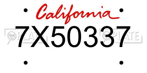 7X50337 California License Plate