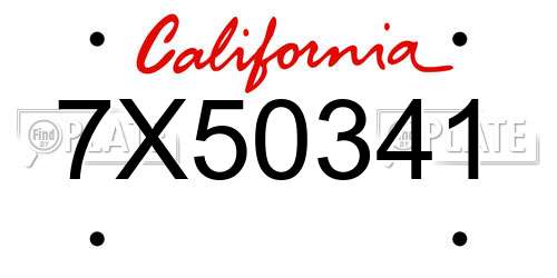 7X50341 California License Plate