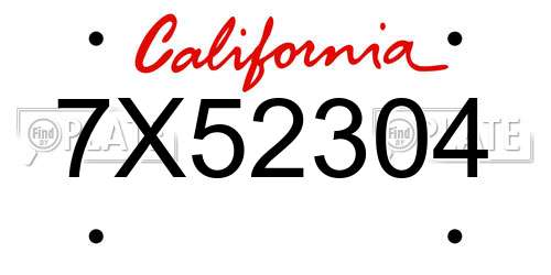 7X52304 California License Plate