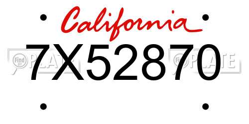 7X52870 California License Plate