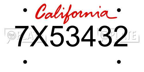 7X53432 California License Plate
