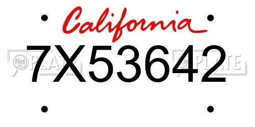 7X53642 California License Plate