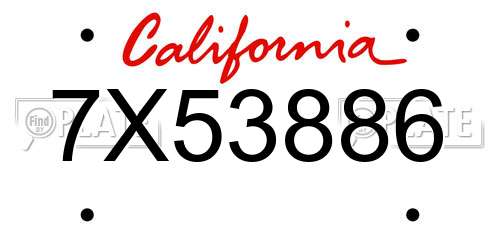7X53886 California License Plate