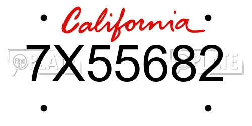 7X55682 California License Plate